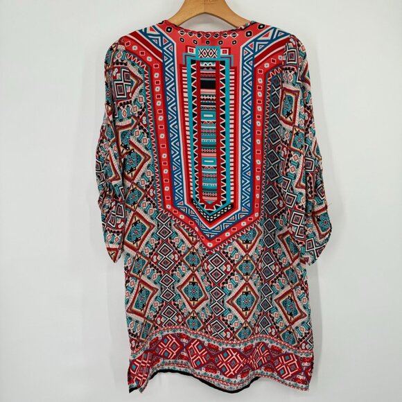 Tolani Women's size XS Silk Tunic mini Dress Multicolor Geometric Print - Picture 6 of 11